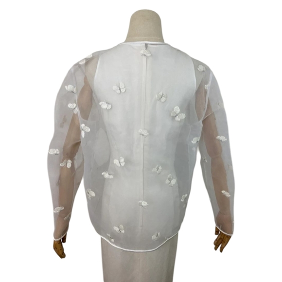 Sheer White Delicate Topper/Blazer Embroidered Butterfly Details Fairycore Sz 6 - Picture 4 of 12